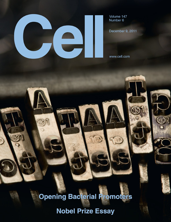 Cell cover image from 2011 related to promoter recognition by bacterial RNA polymerase sigma-subunit.